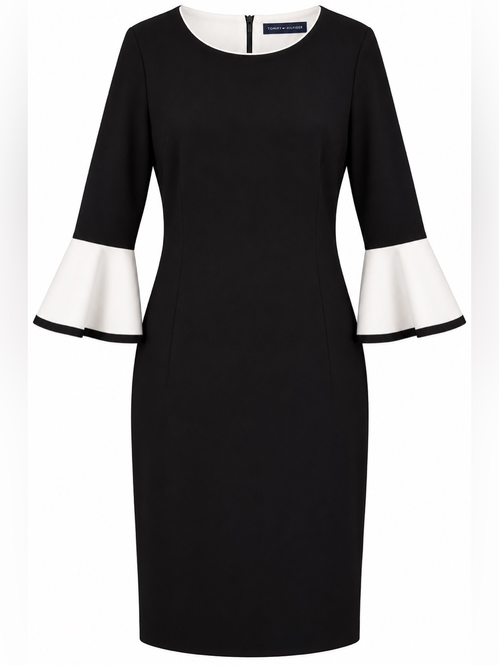 Tommy Hilfiger Black Dress with White Bell Cuffs
